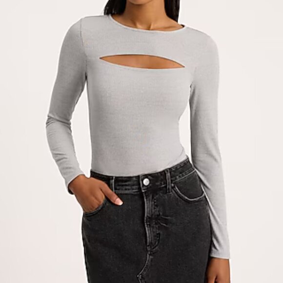 Sweaters - NEW- Express- Fitted Ribbed Long Sleeve Cutout Bodysuit